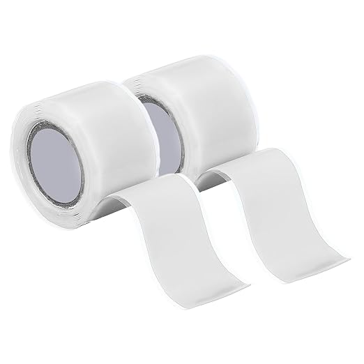 uxcell 2 Pcs Self Fusing Silicone Tape, 1" x 5ft Waterproof Water Leak Sealing Tape for Plumbing Pipe Hose Repair Handles, White