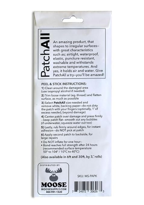 PatchAll Kit Clear Polyurethane Adhesive Vinyl Repair Patch Tape Kit, Waterproof, Airtight Patches for Canvas Tent, Boat Upholstery, Car Seat, Leather Furniture, Hole, Awning, and More, 2 Pack