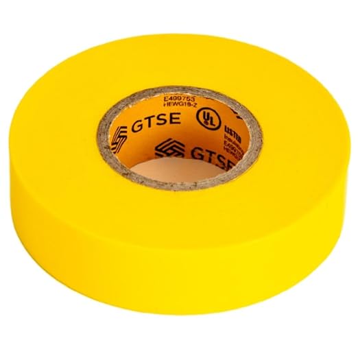 GTSE Yellow Electrical Tape, 10 Rolls – Waterproof, Industrial Grade Vinyl, 3/4 in x 66ft– Strong Self-Adhesive PVC Electric Tape for Wire Insulation, 7 Mil, 600V – UL/CSA Listed