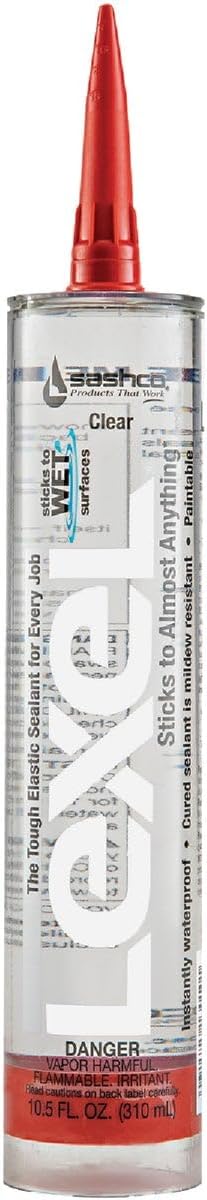 Sashco 13010 10.5oz Sashco Sealants Clear Lexel Adhesive Caulk, 10.5-Ounce