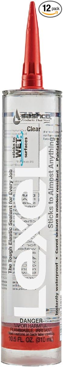 Sashco 13010 10.5oz Sealants Clear Lexel Adhesive Caulk, 10.5-Ounce (Pack of 12)
