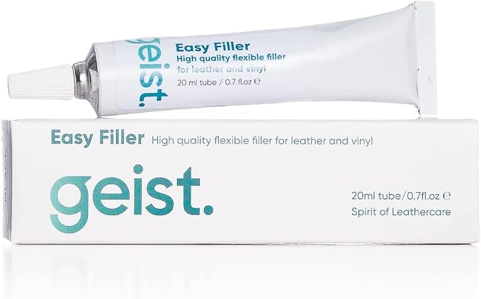 Geist. Easy DIY Colour Restorer and Filler for Leather & Vinyl | Refresh, Repair & re-dye Scuffs, Colour Damage and Small Cracks (Dark Brown, 20ml Filler)