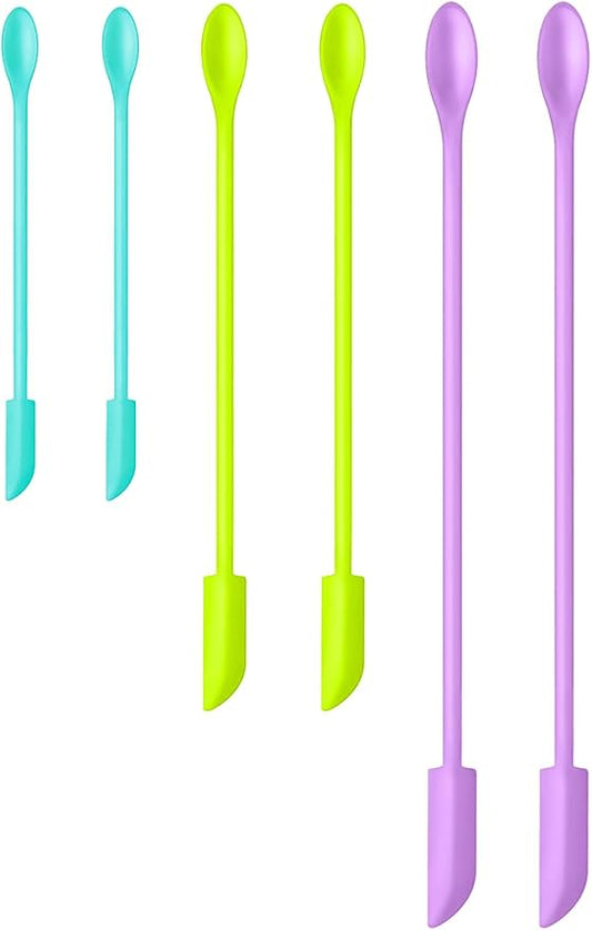 Silicone Spatula Set (6Pcs) - Mini Scraper Tool for Beauty & Food - Reach Every Last Drop, Multi-Size Spatulas for Makeup Jars, Lotion Bottles & Kitchen Containers (Color #4)
