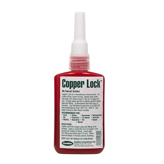 Copper Lock 2 oz, No Heat Liquid Solder for Copper, Brass & Yellow Metals, Instant Leak Proof Seal up to 500 PSI, -60°F to +300°F, Bonding Solution for Plumbing & HVAC (10-800)