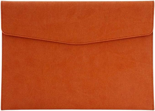 PU Leather A4 Document File Holder Folder Brown for Letter Size Waterproof Portfolio Filing Envelope Oragnizer Pocket Storage Case with Snap Closure for Receipt Contract Stationery Tablet