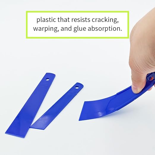 3Pcs Blue Plastic Glue Spreader Smear Plate Scraper Sticks Brushes Durable Flexible Easy to Clean Glue Applicator Spatula Kit Gap Filling Tool for Woodworking Leather Adhesive Projects,3Size