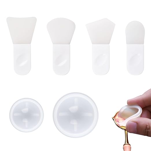 WANDIC Short Wax Melting Spoon Cleaning Tool Set, 3pcs Short Silicone Spatula & 3pcs Ball Shaped Scraper for Stirring Sealing Wax Stamp Spoon Sealing Glue Cleaning Tool