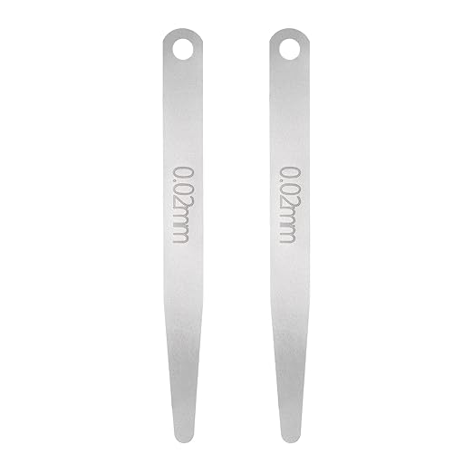HARFINGTON 2pcs Metric Thickness Feeler Gauge 0.02mm Single Blade Oval Feeler Gauge 304 Stainless Steel Gap Measuring Tool for Repair Valve Guitar Spark Plug