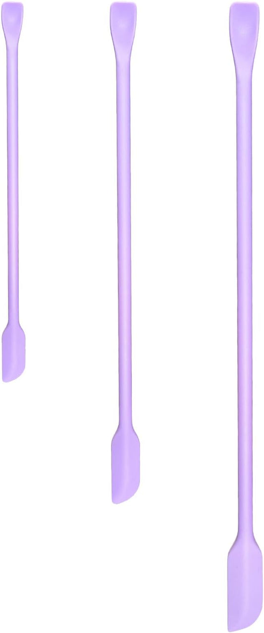 Silicone Spatula Set (3Pcs) - Mini Scraper Tool for Beauty & Food （Reach Every Last Drop - Multi-Size Spatulas for Makeup Jars, Lotion Bottles & Kitchen Containers） Purple