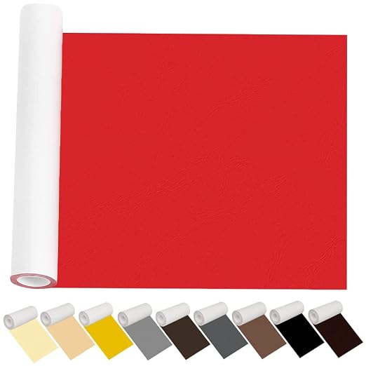Leather Repair Patch Kit for Furniture 12.6 x 60 inch Red Waterproof Durable Leather Tape,Self-Adhesive Leather Patches for Couch, Sofa,Car Seat,Vinyl Chairs,Leather Articles,Fabric Fix Etc