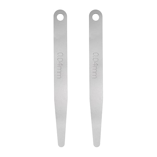 HARFINGTON 2pcs Metric Thickness Feeler Gauge 0.04mm Single Blade Oval Feeler Gauge 304 Stainless Steel Gap Measuring Tool for Repair Valve Guitar Spark Plug
