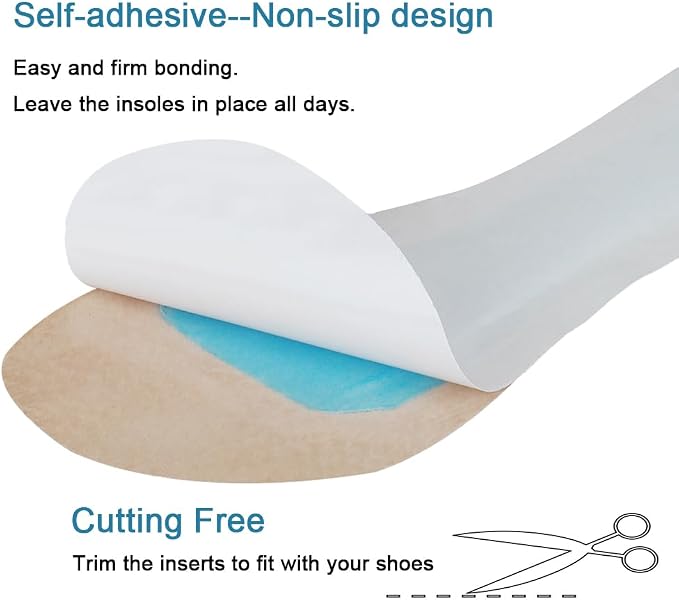 2 Pairs Pigskin High Heel Cushion Inserts, Adhesive Arch Support Sandal Inserts, Anti-Slip Shoe Inserts for Dress Shoes Flat Shoe Pain Relief, Leather Cushioning Heel Insoles L for 9.5-11 US Size