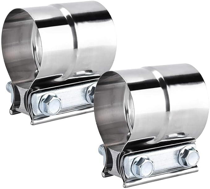 3.0 Inch Exhaust Clamps,DecoHongDi Lap Joint Exhaust Band Muffler Pipe Repair 304 Stainless Steel 2 Packs