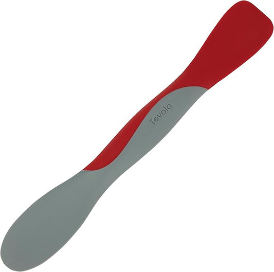 Tovolo Mini Scoop and Spread Tool for Kitchen Meal Prep Small Sandwich Spreader Spatula for Peanut Butter Jelly, Silicone BPA Free Dishwasher Safe Scooper Spreader, Cayenne Red and Oyster Gray