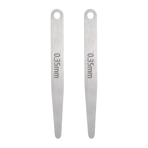 HARFINGTON 2pcs Metric Thickness Feeler Gauge 0.35mm Single Blade Oval Feeler Gauge 304 Stainless Steel Gap Measuring Tool for Repair Valve Guitar Spark Plug