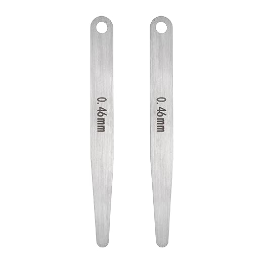 HARFINGTON 2pcs Metric Thickness Feeler Gauge 0.46mm Single Blade Oval Feeler Gauge 304 Stainless Steel Gap Measuring Tool for Repair Valve Guitar Spark Plug