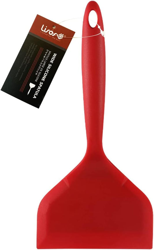 Silicone Tamagoyaki Spatula - Wide, Nonstick, Heat-Resistant for Egg, Fish, Burgers, Steak, Pizza - Red