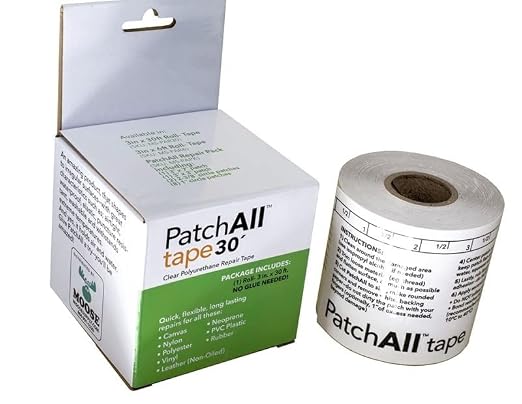 PatchAll Kit Clear Polyurethane Adhesive Vinyl Repair Patch Tape Kit, Waterproof, Airtight Patches for Canvas Tent, Boat Upholstery, Car Seat, Leather Furniture, Hole, Awning, and More, 3" x 30' Roll