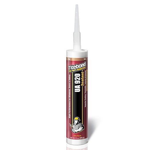 Titebond UA 920 Sealant, Tan – Urethane Acrylic Elastomeric Caulk, Crackproof & Flexible, UV Resistant, Paintable in 1 Hour, Interior & Exterior Use – 10.1 Oz, 87121