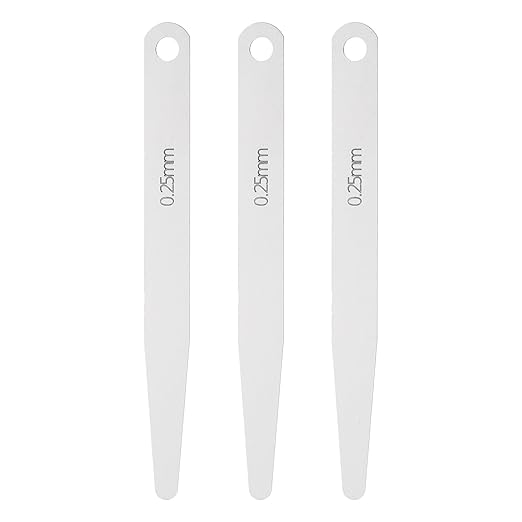 HARFINGTON 3pcs Metric Thickness Feeler Gauge 0.25mm Single Blade Oval Feeler Gauge 3CR-13 Stainless Steel Gap Measuring Tool for Repair Valve Guitar Spark Plug