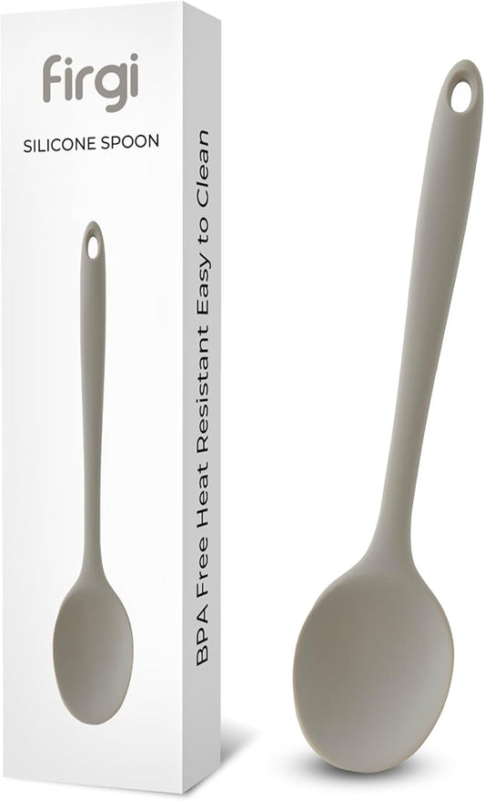 Multi Platinum Silicone Cooking Spoon for Baking, Scraping & Mixing, 100% Food Grade Colorful Silicone Kitchen & Serving Utensils, Heat Resistant, Non-Stick Cookware - 11.4 inch Warm Gray