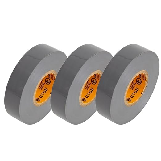 GTSE Gray Electrical Tape, 3-Pack – Waterproof, Industrial Grade Vinyl, 3/4 in x 66ft– Strong Self-Adhesive Grey PVC Electric Tape for Wire Insulation, 7 Mil, 600V – UL/CSA Listed
