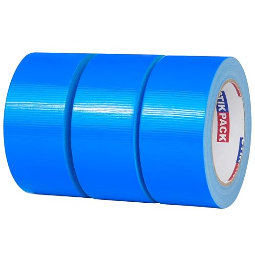 3 Rolls Blue Duct Tape, Heavy Duty Strong Industrial Colored Duct Tape 9mil x 2inch x 25yds Flexible, No Residue, Waterproof and Tear by Hand, Multi-Use for Indoor & Outdoor Repairs