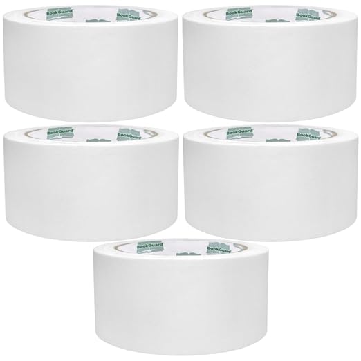 BookGuard 2 Inch Bookbinding Repair Cloth Tape, Book Repair, Canvas Bookbinding Tape, White, 15 Yards per Roll - Case of 5