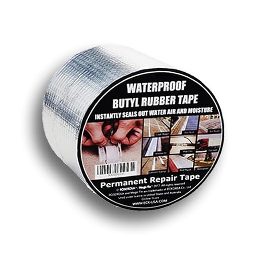 ROSEROSA Professional Waterproof Butyl Rubber Tape (3.93 Inch X 16.4 feet) External Aluminium Foil Suitable for Roof Leak, Surface Crack, Window Sill Gap, Pipe Rupture, Boat Sealing, Etc