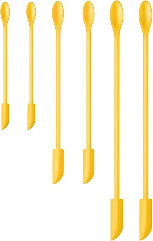 Silicone Spatula Set (6Pcs) - Mini Scraper Tool for Beauty & Food - Reach Every Last Drop, Multi-Size Spatulas for Makeup Jars, Lotion Bottles & Kitchen Containers (Yellow)