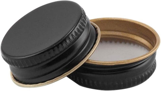 North Mountain Supply 28mm Black Metal Screw Caps With Plastisol Liner - Pack of 15 Leak Proof Lids