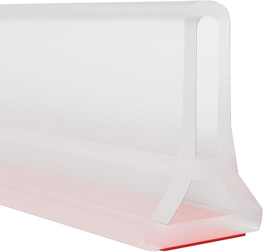3ft/5ft/6ft/8ft/10ft Collapsible Shower Threshold Water Dam Water Barrier for Shower and Water Stopper Keeps Water Inside Water Threshold for Wet and Dry Separation (6ft, Clear)