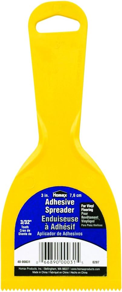 Homax Adhesive Spreader, 3", 3/32" Tooth, Vinyl Flooring Spreader