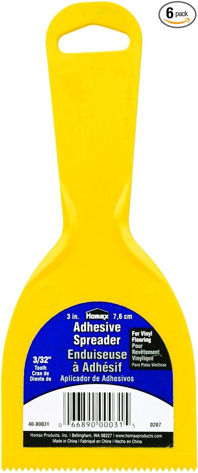 Homax Adhesive Spreader, 3", 3/32" Tooth, Vinyl Flooring Spreader (Pack of 6)