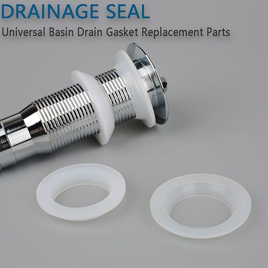 Drainage Seal,Universal Basin Drain Gasket,Thickened Silicone Sealing Ring,Seal Ring Replacement Parts for Bathroom Sink Drain Stopper，Includes Top and Bottom Washers Seals (Transparent-3Sets)
