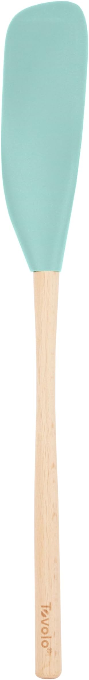 Tovolo Flex Core Jar Scraper With Wood Handle Long Silicone Spatula For Peanut Butter Jelly Jars, Heat Resistant BPA Free Long Handle Jar Spatula for Scraping Spreading Aqua Seafoam Green