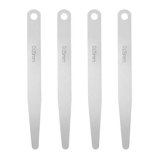 HARFINGTON 4pcs Metric Thickness Feeler Gauge 0.05mm Single Blade Oval Feeler Gauge 304 Stainless Steel Gap Measuring Tool for Repair Valve Guitar Spark Plug