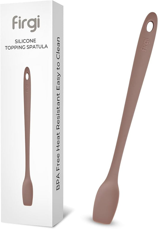 Platinum Silicone Topping Spatula for Cooking – BPA Free Heat Resistant Cooking Utensils for Non Stick Pans – One-Piece Spoonula for Baking, Mixing & More – Kitchen Scraper 10.7” Brown