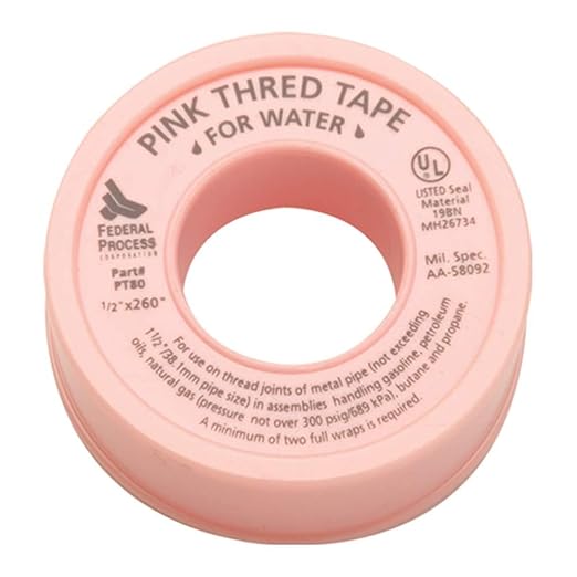 Gasoila Pink PTFE Thread Seal Tape – Professional-Grade High-Density Thread Tape for Water Lines – Leak-Proof Seal, Non-Toxic (1/2 Inch x 260 Inch Roll)