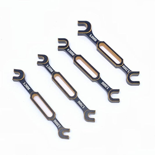 KingVal 4PCS Wrench 3.0/3.2/3.5/3.7/4.0/5.0/5.5/6.0mm Turnbuckle Nut Ball Joint Remover RC Universal Repair Tool Compatible with RC Car Boat RC Drone (Gold)
