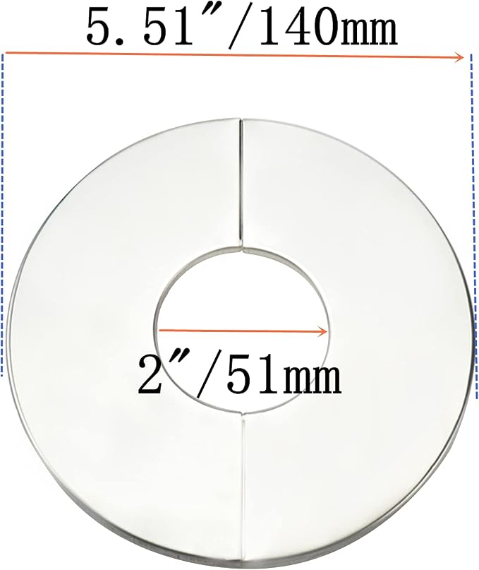 Wall Split Flange, Stainless Steel Round Escutcheon Plate for 2"/51mm Diameter Pipe, Pack of 12
