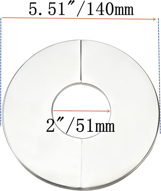 Wall Split Flange, Stainless Steel Round Escutcheon Plate for 2"/51mm Diameter Pipe, Pack of 2