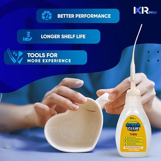 CA Glue Thin Viscosity Kit (6x1.75 oz.) Cyanoacrylate Glue, Super Glue for Precision Repairs, Wood, Plastic, Model Building, Crafts, and 3D Printing, Fast-Drying Adhesive for Tight Spaces and Cracks