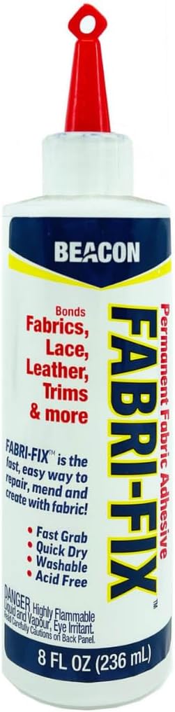 BEACON Fabri-Fix Bonding Solution - Fast Grab & Quick Dry for Fabric, Leather & More - No Heat, No Mess & Burn-Free, 8-Ounce