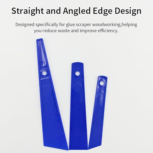 3Pcs Blue Plastic Glue Spreader Smear Plate Scraper Sticks Brushes Durable Flexible Easy to Clean Glue Applicator Spatula Kit Gap Filling Tool for Woodworking Leather Adhesive Projects,3Size