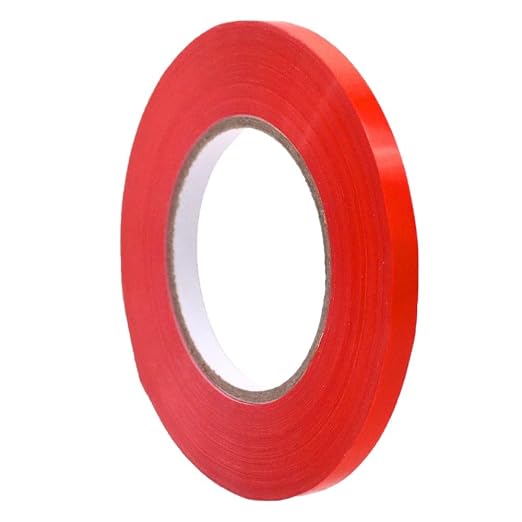 WOD Red Produce Poly Bag Sealing Tape, 3/8 inch x 180 yds. for Packaging and Sealing of Meat, Gifts, or Ice Bags BSTC24PVC