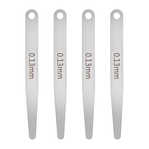 HARFINGTON 4pcs Metric Thickness Feeler Gauge 0.13mm Single Blade Oval Feeler Gauge 304 Stainless Steel Gap Measuring Tool for Repair Valve Guitar Spark Plug
