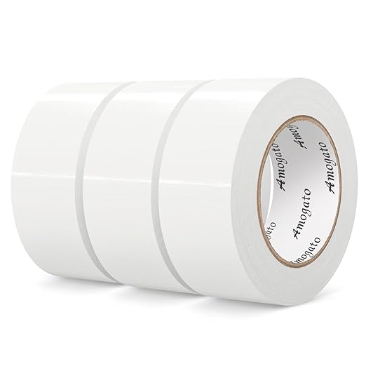3 Roll Heavy Duty White Duct Tape-Professional Grade Outdoor Waterproof Duct Tape,Tear by Hand Design for Self-Healing, Industrial, Professional Use,30 Yards x 2 Inch