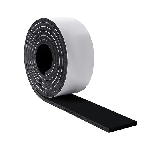 High Density Foam Tape - 2'' x 1/4'' x 6.5Ft (2 Rolls) Weatherproof Adhesive Prevent Condensation Heat Resistant Weather Stripping Easy to Cut & Install & Remove for Car Doors Pipes Windows