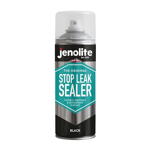 JENOLITE Stop Leak Sealer Spray - Instant Waterproof Sealant Spray - Fills, Seals & Stops Leaks | Perfect for Gutters, Flat Roofs, Waste Pipes, and More - Black, 400ml (14 Ounces)